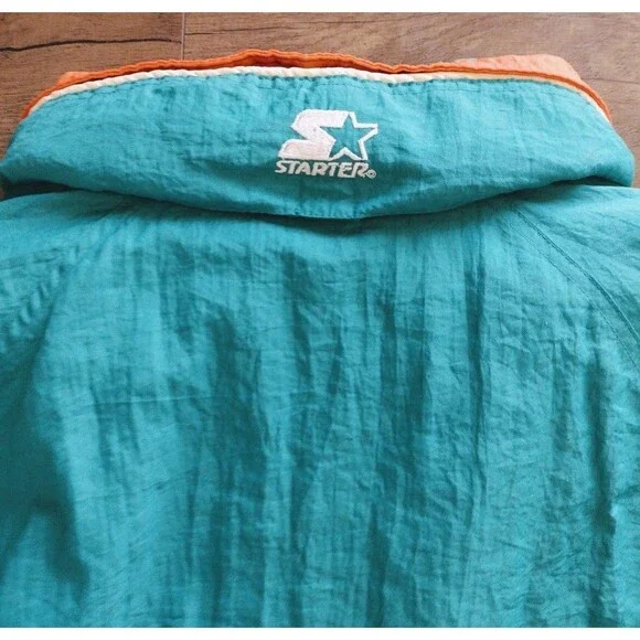 Vintage Starter Jacket NFL 90s Miami Dolphins Puffy Pullover Mens Large - Picture 12 of 16